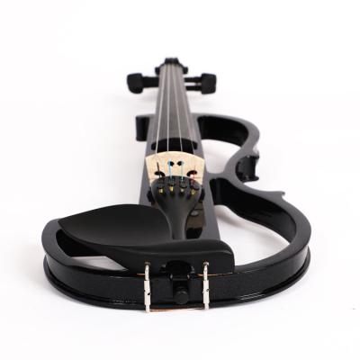 China Low Price Solidwood Black Electric Violin 3 4 4/4 With Brazilwood Bow for sale