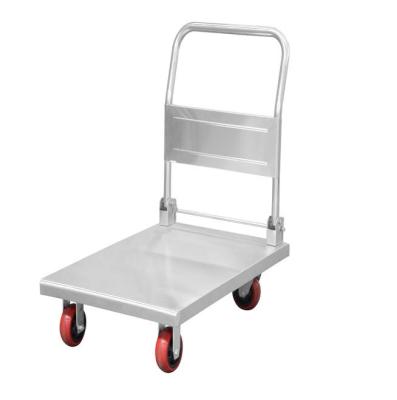 China Space Saving Stainless Steel Flat Cart Mobile Cart With Foldable Design for sale