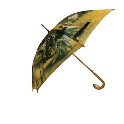 China Shaft factory wholesale price good quality double layer wooden umbrelreverse straight umbrella for sale