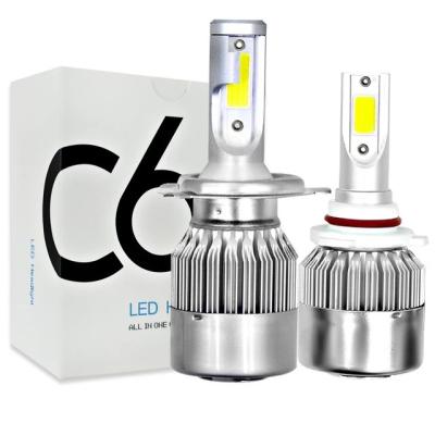 China Auto Lighting System Led Headlight Bulbs High Beam H3 Led Car Headlight H4 H7 H11 COB C6 Led Headlight Auto Universal Universal for sale