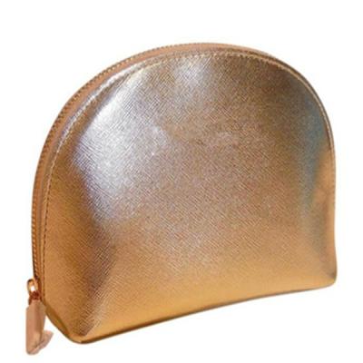 China Custom Half Moon Shaped Feature Gold Makeup Bag Cosmetic for sale