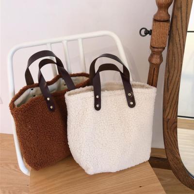 China Feature Winter Large Capacity Women Handbag Lambswool Tote Bag Japanese Ins Hand Bag for sale