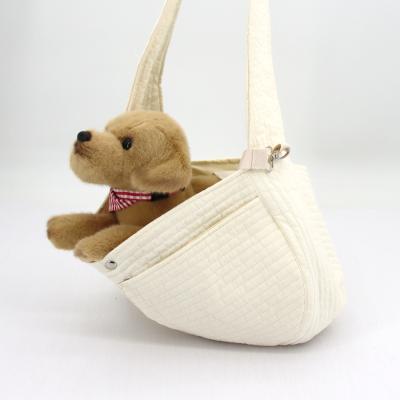 China BSCI Factory Fashion Breathable Embroidery Stitched White Cotton Pet Sling Bag Shoulder Dog Bag for sale