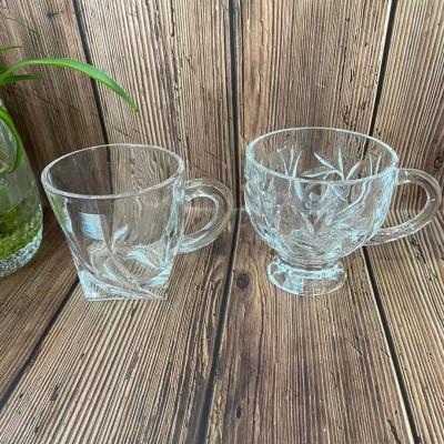 China Viable wholesale inventories around printed glass mug for water, coffee, tea for wedding holidays and home use for sale