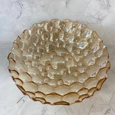 China Sustainable Selling Pearl Hot Item Embossing Glass Fruit Dish For Wedding Holidays And Home Use for sale