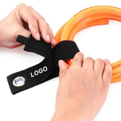 China Reusable Nylon Heavy Lifting Storage Straps Hook And Loop Strap Black Custom With Logo for sale