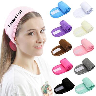 China Custom Logo Printed Women Colorful Hair Cotton Bands Custom Logo Spa Facial Headband Skin Care Beauty Salon Headbands for sale