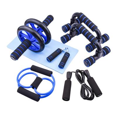 China Durable 5-in-1 ab wheel roller kit with push up bar jump rope and hand gripper gym workout for women men core strength and abs at home for sale