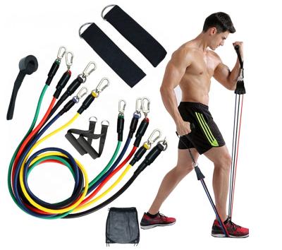 China Durable 11pcs Resistance Bands Set Exercise Bands With Door Anchor Carry Bag Legs Ankle Straps Handles For Resistance Training for sale