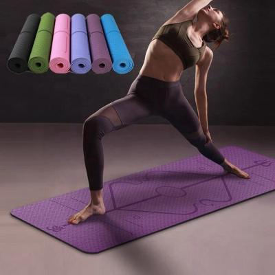 China Eco-friendly Cheap Custom Logo 183*61*0.6cm Tape Yoga Mat With Stance Line For Fitness Gym And Pilates for sale