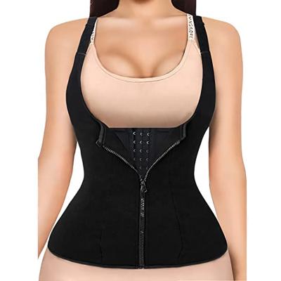 China Custom Logo Clip and Zipper Adjustable Waist Trainer Corset Women Neoprene Worked Out Sweat Vest Body Shaper for sale