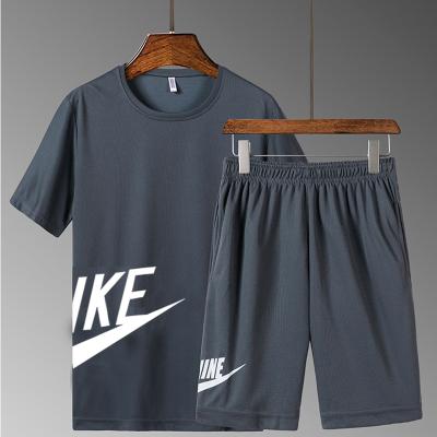 China 2021 spring/summer men's QUICK DRY breathable casual sports set men's T-shirt shorts loose two-piece stretch shorts for sale