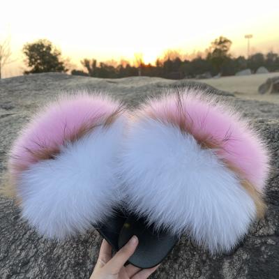 China Fashion Trend Wholesale Outdoor High Quality Fox Hair Slippers Fluffy Fur Slipper for sale