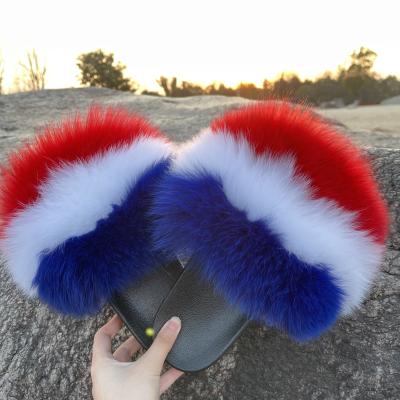 China Factory direct high quality wholesale fashion trend fashion real fox fur fluffy slippers women four seasons can wear for sale