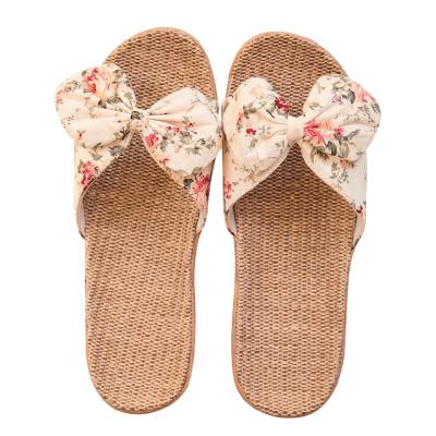 China 2022 fashion trend manufacturer sells women's slippers with bowknot canvas slippers for sale