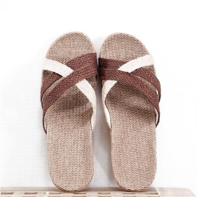 China Fashion Trend Designer 3 Slippers Unisex Elegant Cross Slippers Lightweight Linen Slippers Bedroom Slippers for sale