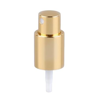 China Non Spill Customized Gold Mist Sprayer 410 Fine Mist Aluminum Sprayer PP 20 Plastic for sale