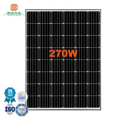 China Factory direct sale anodized aluminum alloy MONO anti-corrosion solar photovoltaic 270W panel for fishing boat for sale