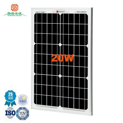 China Hot Anodized Aluminum Alloy 20W Board Assembly Monocrystalline Watt 20W Photovoltaic Charging Solar Panel For Home for sale