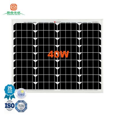 China Anodized aluminum alloy ip67 high efficiency and lightweight 40W waterproof solar power panel for sale