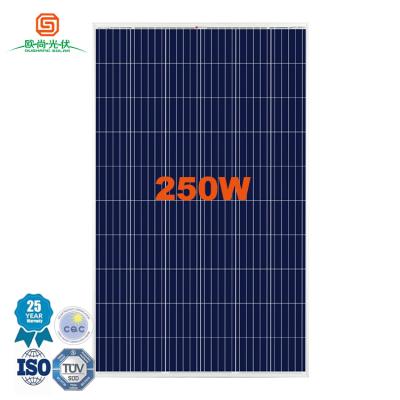 China Factory direct sale 250w commercial polysilicon solar power panel with alloy frame for sale