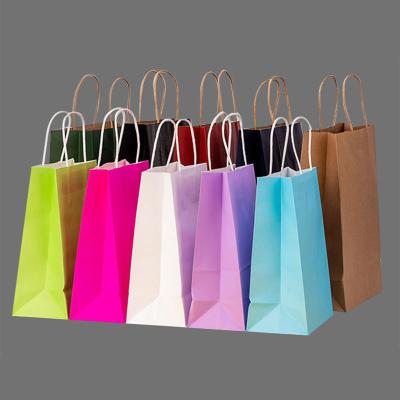 China Recyclable Wholesale Custom Food Shopping Kraft Paper Bag With Handle Gift Crafts Shopping Paper Bag for sale