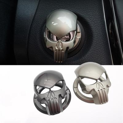 China Cool Interior 3D Key Engine Skull Shape Metal Car Start Engine Key Button Cover for sale