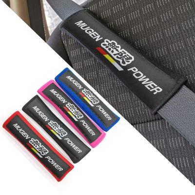 China Sports Wholesale JDM Mugen Power Style Cotton 2PCS/Pair Universal Wrapping Car Seat Belt Cover For Honda Auto Universal Accessories for sale