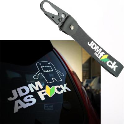 China Double Sided Fashionable Ring Tag JDM Style High Quality Theft JDM Cloth Key As Fxxk Car Nylon Key Chain for sale