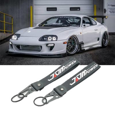 China Fashionable Style High Quality Theft JDM Cloth Key Ring Tag JDM Power Car Nylon Double Sided Key Chain for sale