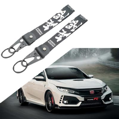 China Fashionable Style High Quality Theft JDM Cloth Double Sided Key Ring Tag MUGEN Logo Car Nylon Keychain for sale