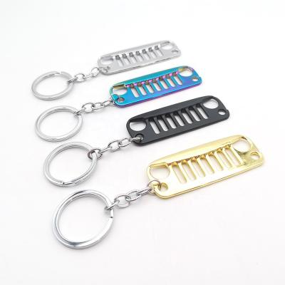 China Wholesale Modern Car Styling JDM Front Bumper Grill Shape Metal Chrome Key Chain For JEEP Wrangler for sale