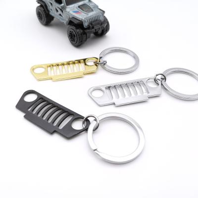 China Mini Car Key Chain Metal Mesh Chrome Front Bumper Grill Fashion Shape Shape Key Chain For Jeep CJ JK TJ YJ XJ Accessories for sale