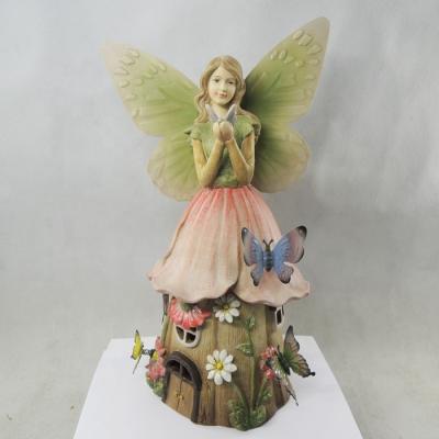 China China Amazon Supplier Resin Battery Light Fairy Garden House Statue for sale