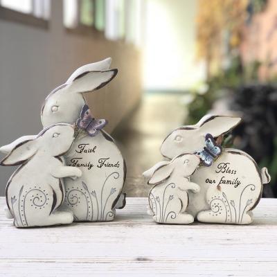 China China Easter Day Resin Antique Wooden Rabbit Statues For Sale for sale