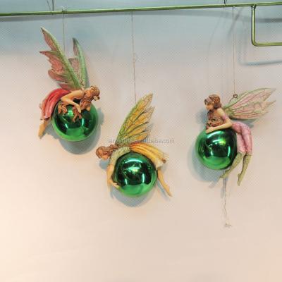 China China Christmas Bauble Green Fairy Ball Figurine for sale