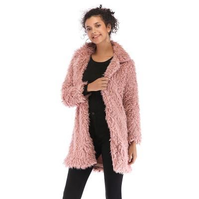 China Cheap Viable Faux Fur Jacket Winter Women Plush Artificial Wool Thick Coat for sale