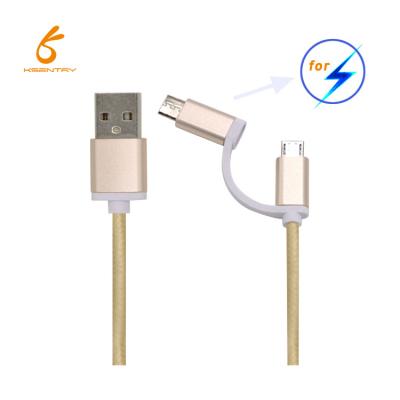 China Mobile Phone Promotion 2 Quick Charging Nylon Braided Androids Into 1 USB Cable Volume for sale