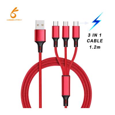 China Cell Phone OEM Multi Function OD 3.8 All In One USB Data Long 3 in1 USB Cable for sale