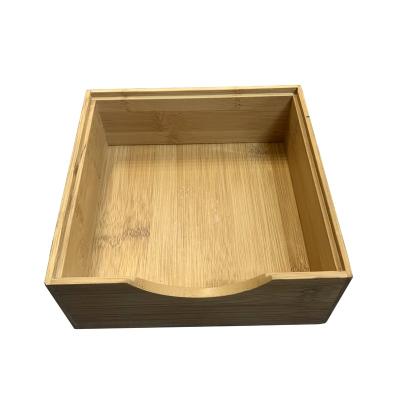 China Wholesale Custom Wooden Decorative Square Restaurant Tissue Box Table Bamboo Tissue Box Napkin Holder for sale