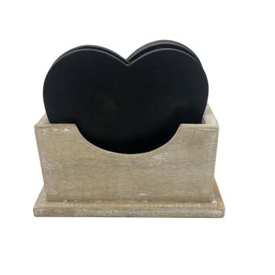 China Decorative MDF Mat Cup Black Blank Coasters Beer Drink Coffee Tea Wooden Classic Viable Heart Set With Stand for sale