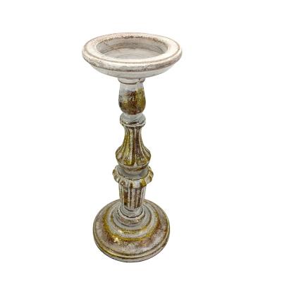 China Wholesale Home Decoration Gift White Gold Home Decor Candlestick Antique Candle Holder For Wedding for sale