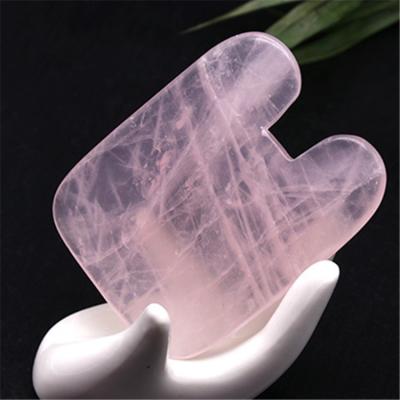 China Popular China Pink Rose Quartz Jade Stone Gua Sha Massage Tools With Logo for sale