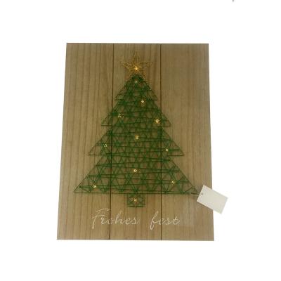 China Wholesale Home Family Christmas Tree LED Wall Decorative Europe Decor MDF Gift Hanging Wooden Plaque Sign for sale