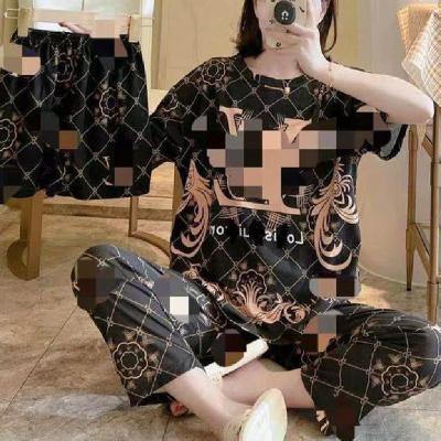 China Hot GG pajamas shorts sleeve 2022 new QUICK-DRY pants summer three-piece short women's pajamas Southeast Asia summer for sale