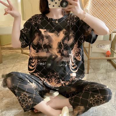 China QUICK DRY pajamas suppliers 2022 new women's short sleeve pants milk silk women's pajamas brand for sale