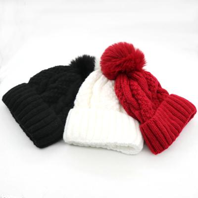 China COMMON High Quality Head Wear Skull Caps For  Women Soft Ski Knit Thick Skull Cap Winter Hats Warm Cuffed Beanie for sale