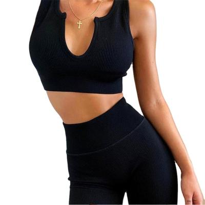 China New Arrivals Breathable Yoga Set Fitness Sports Suits Bra Vest High Waist Legging Women Yoga Suit Tight Knitting Seamless Sports Wear for sale