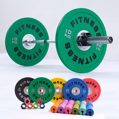 China Manufacturer Customization PU Color Barbell Piece Universal Fitness Exercise Deadlift Barbell Power Weightlifting Barbells for sale