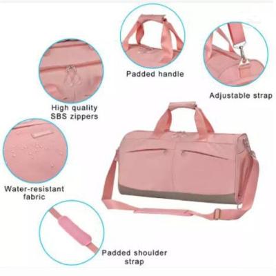 China Custom Waterproof Duffel Bag With Shoe Compartments Gym Pink Dance Bag for sale